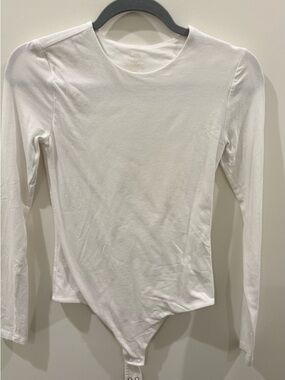 nuuds White Long Sleeve Crew Neck Bodysuit